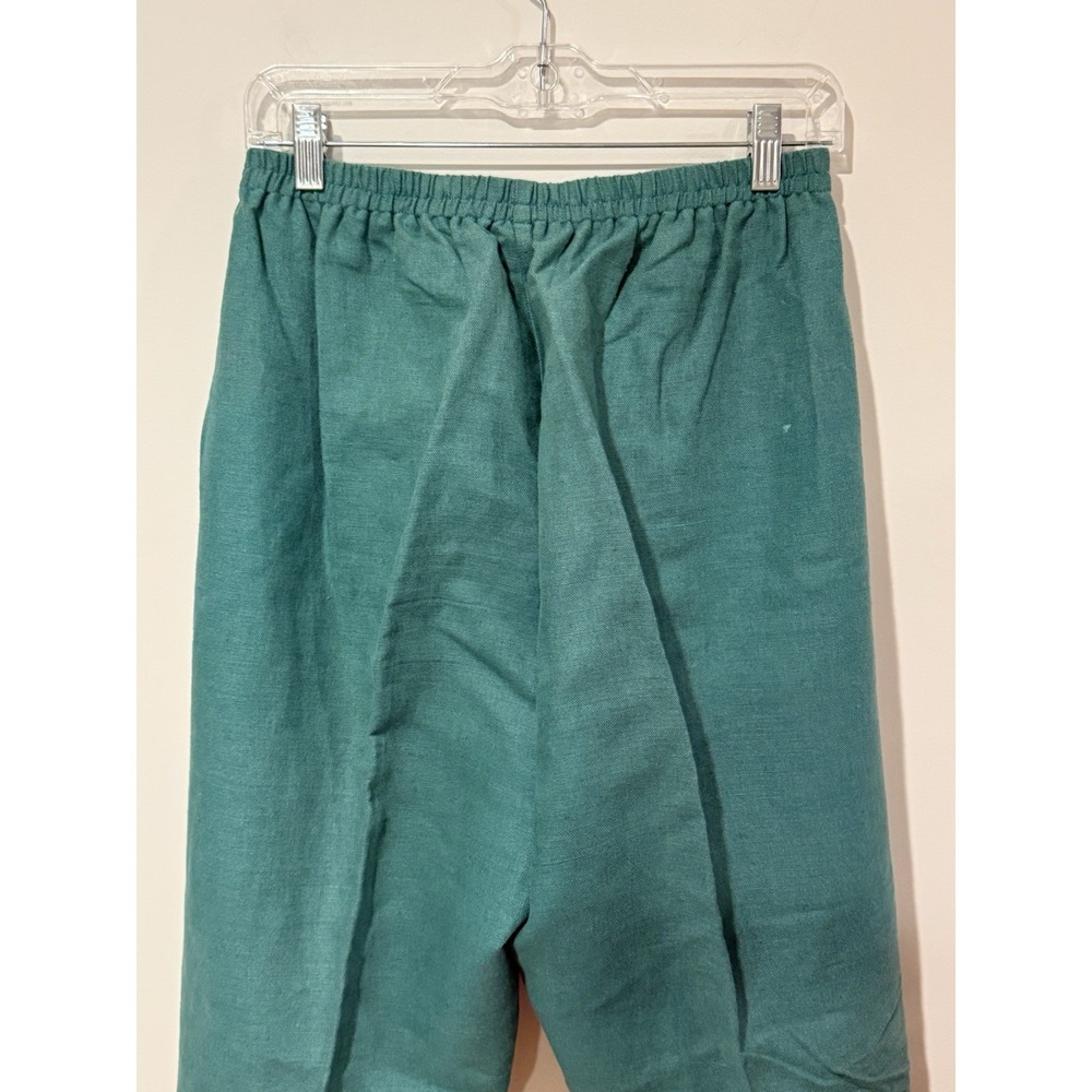 Vintage 80s 90s Lands End‎ Women's 10 Linen Blend High Rise Pants Pull On Green - Picture 9 of 12